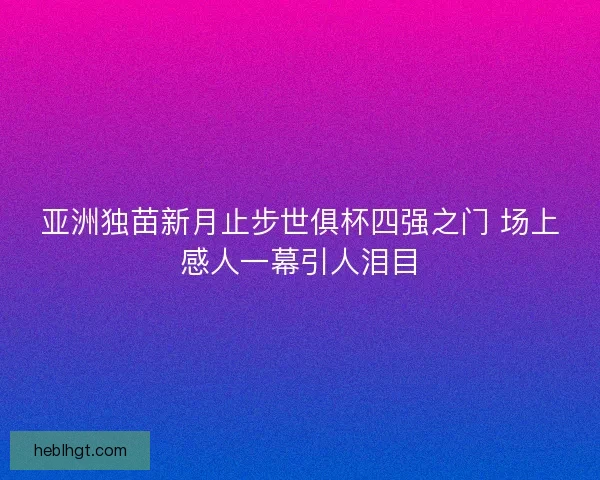 亚洲独苗新月止步世俱杯四强之门 场上感人一幕引人泪目