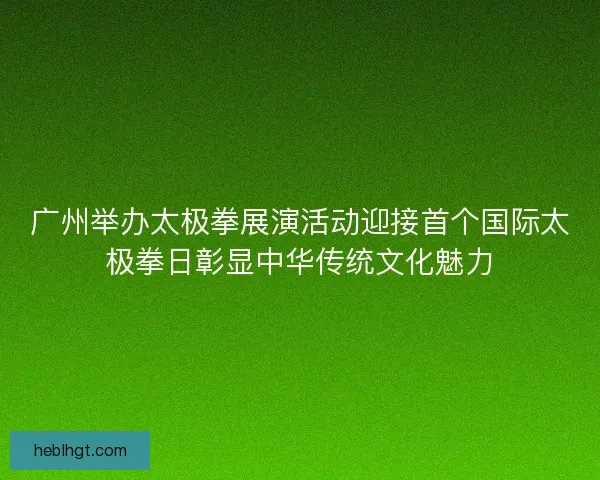广州举办太极拳展演活动迎接首个国际太极拳日彰显中华传统文化魅力